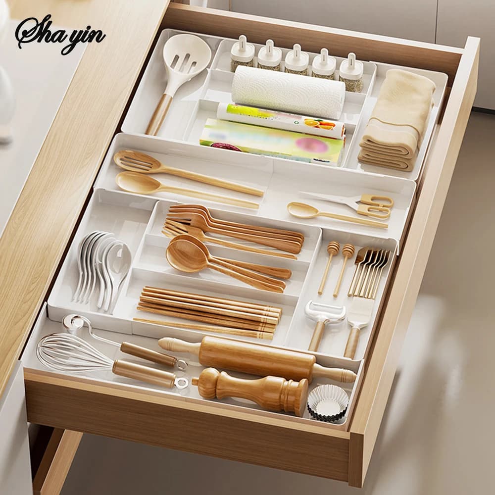 Expandable drawer organizer Adjustable versatile cutlery tray for kitchen drawers Cribs Forchette Knife holders