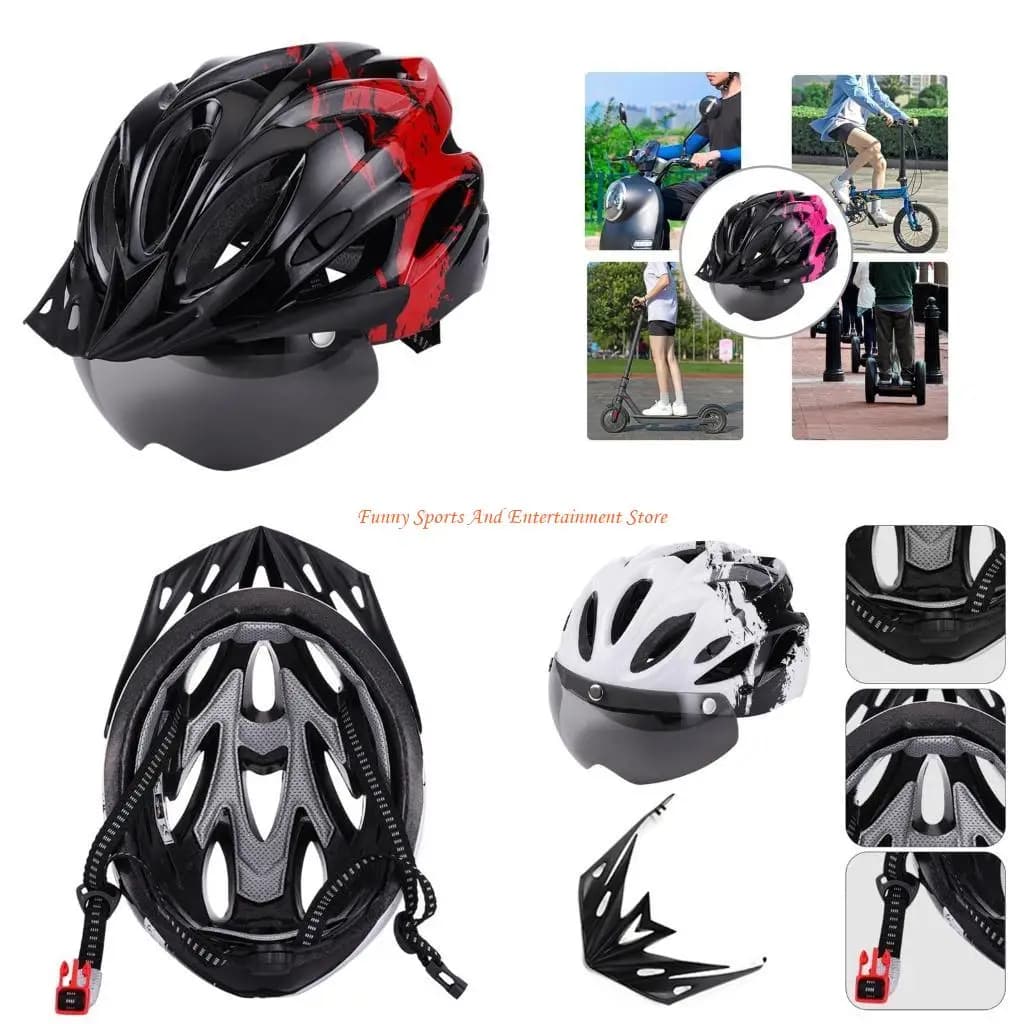 C4DE Adult Bike Helmets with Removable Magnetic Glasses Light Cycling Helmets Mountain Bike Helmets for Men