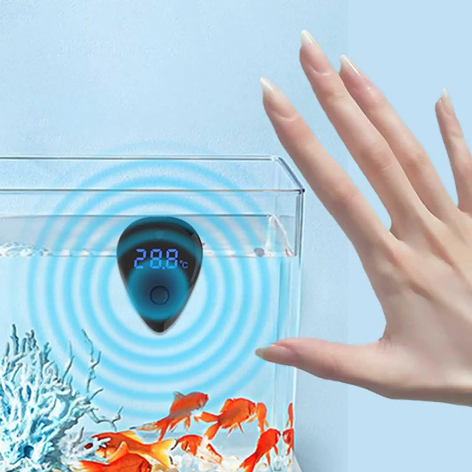 Termometro per acquario Allarme sonoro per sovratemperatura Mini misurazione della temperatura LED digitale per pesci Tartaruga Serbatoio per rettili acquatici