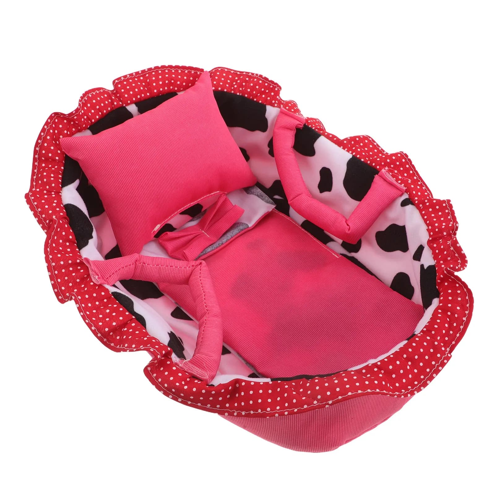 Culla Portatile per Bambole 35Cm, Accessori per Casa delle Bambole, Lettino Miniatura con Manico, Leggero per Uso Interno ed Esterno