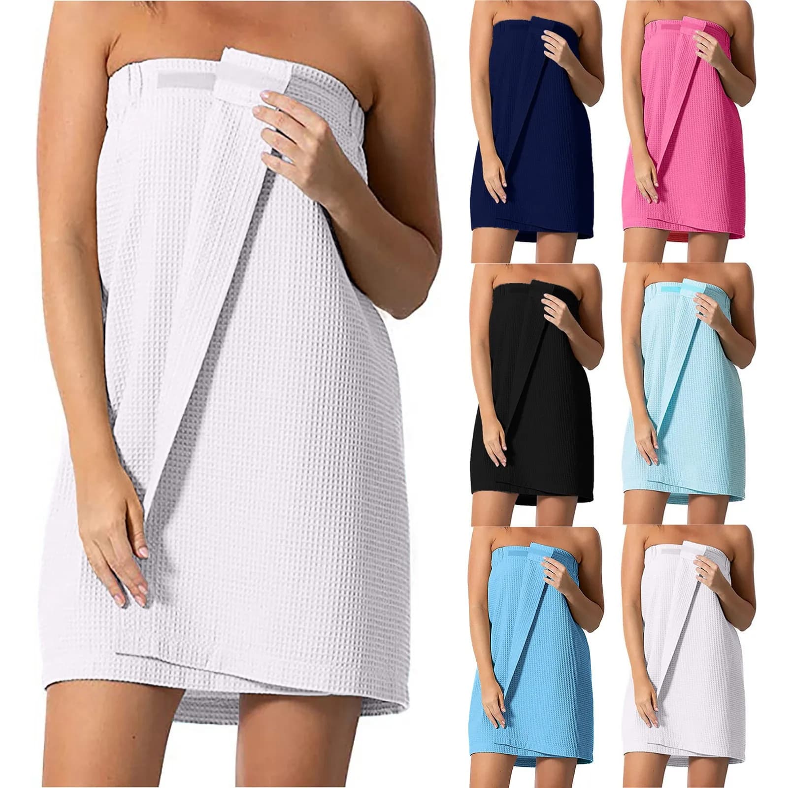 Waffle-Spa women's bath towel wrapping for the body with adjustable fabric towel closure for the house women's bathrobes