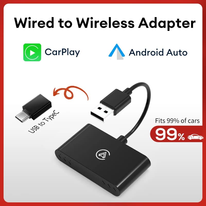 Nuovo 2 In1 Carplay e Android Auto Mini Box Adattatore Carplay Wireless Wired a Wireless Carplay Per USB/Tipo C Dongle Plug And Play