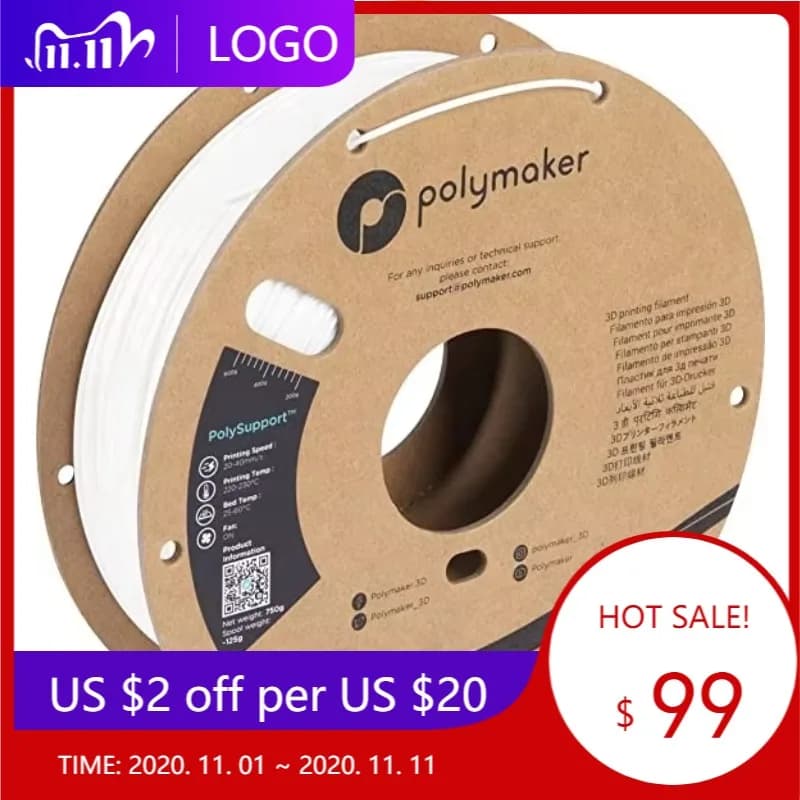 Filamento per Stampante 3D STLFPolymaker PolySupport Break Away per PLA 1.75mm 750g