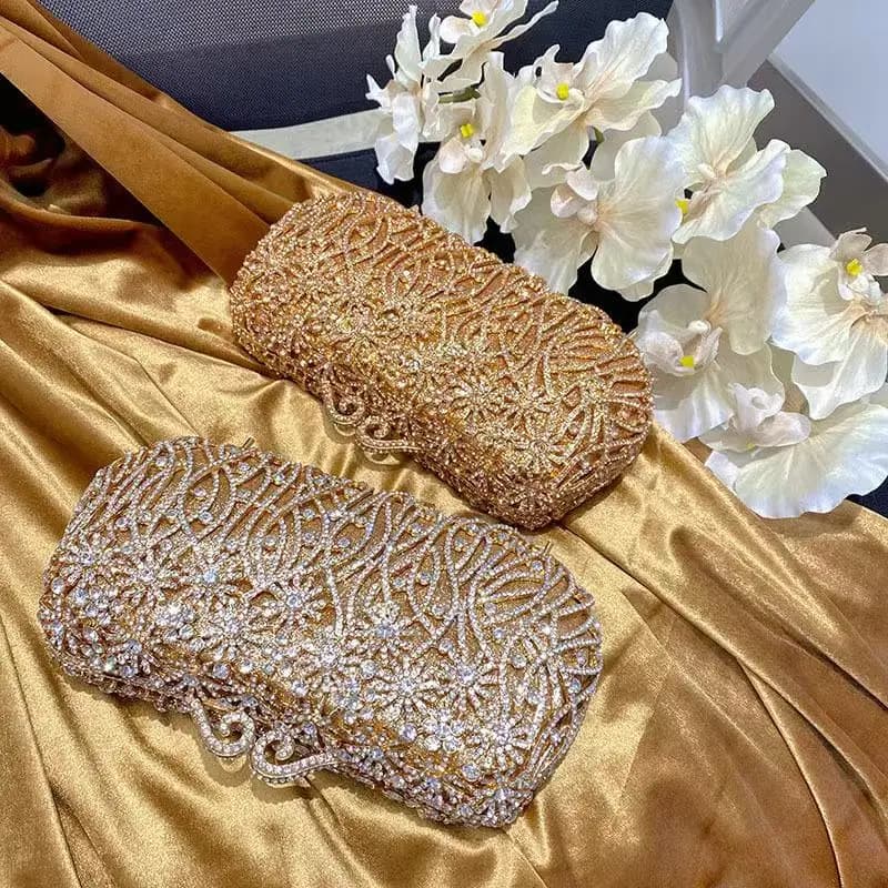 Borsa Clutch con Strass di Cristallo e Diamanti per Matrimoni e Feste, Borsa da Sera Lussuosa e Brillante, Borsa a Mano e a Spalla per Donne