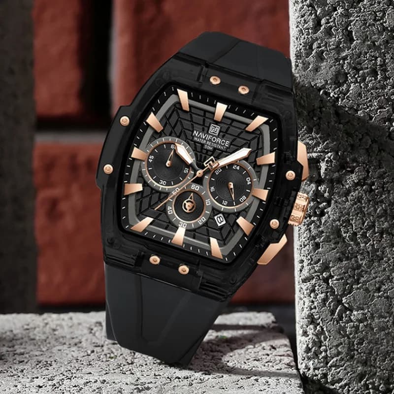 Orologio Cronografo Multifunzione da Uomo NAVIFORCE 2026 con Lancette Luminose, Calendario, Secondi Continui, Impermeabile 5ATM, Cinturino in Silicone