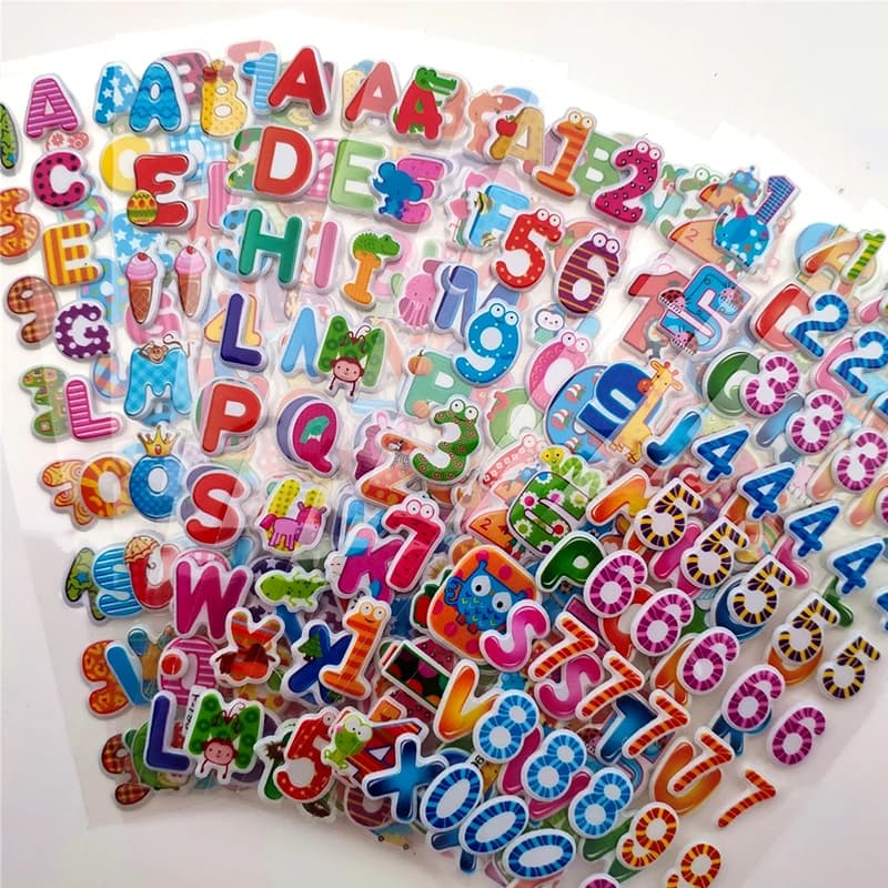 10 fogli lettere numeri adesivi gonfi 3D alfabeto inglese regalo di compleanno festival per la decorazione di album per adulti ragazzo ragazza