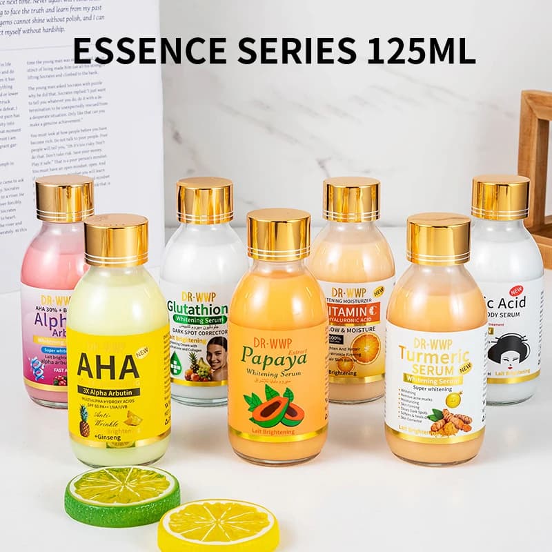 Essence 125ml with Arbutin/Curcuma/Vitamina C to Illuminate the Skin, Hydrating and Satin, with AHA/Papaya/Glutatione/Acido Kojico