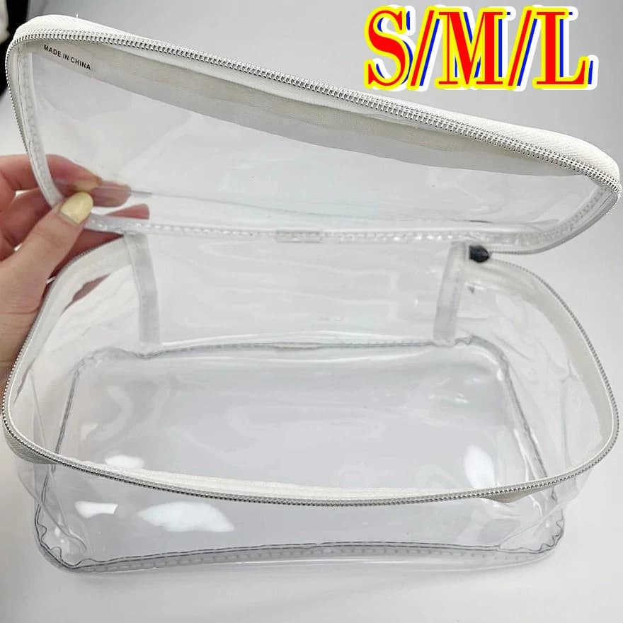 Borsa per trucco in PVC trasparente impermeabile Borse per cosmetici piccole e grandi trasparenti Custodia per organizer da viaggio portatile per articoli da toeletta