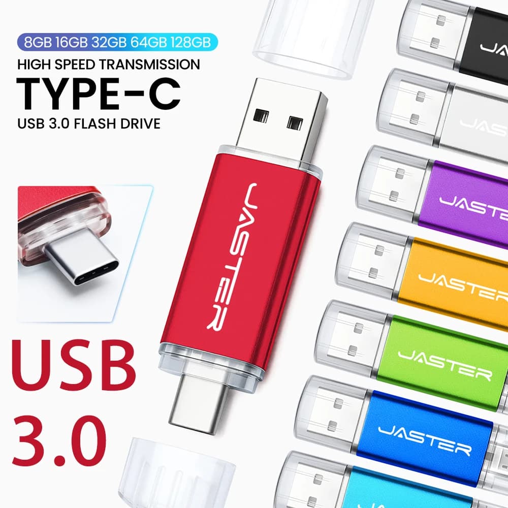 Chiavetta USB 3.0 tipo C ad alta velocità Pen Drive 2 IN 1 128 GB/64 GB/32 GB/16 GB Disco U compatibile multiformato per IPhone15 TIPO C
