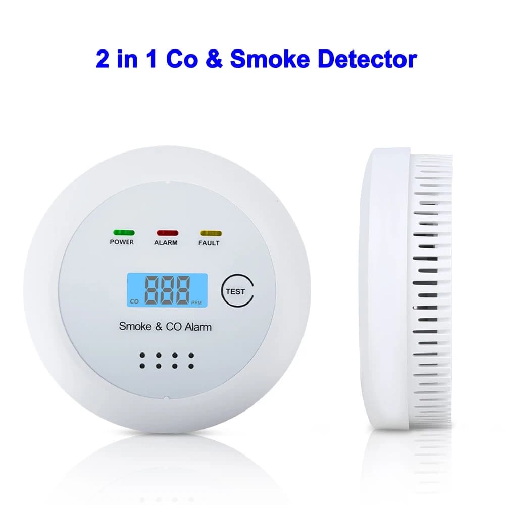 Rilevatore di Fumo e Monossido di Carbonio 2 in 1 TAIBOAN con Display LCD, Sensore di Fumo e Suono per Stanza, Cucina, Negozio, Allarme Antincendio