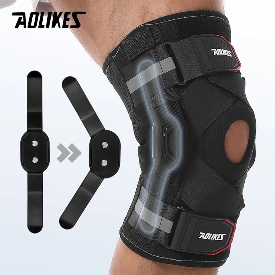 AOLIKES 1PCS Ginocchiera incernierata Stabilizzatori a doppio lato Supporto per ginocchio per alleviare il dolore al ginocchio Artrite Menisco Strappo Recupero da infortuni
