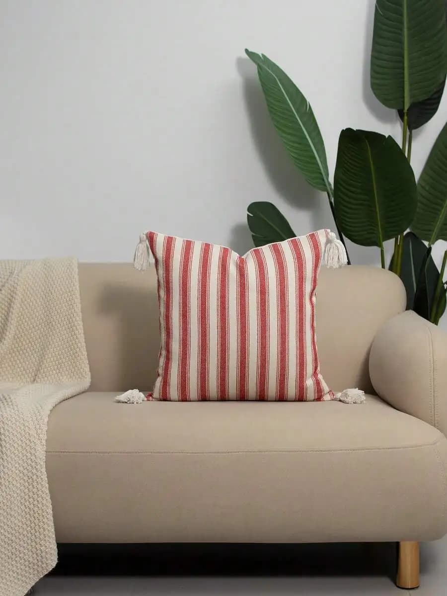 Boho Tassel Striped Woven Pillow Cover 45x45cm For Sofa Living Room Decor