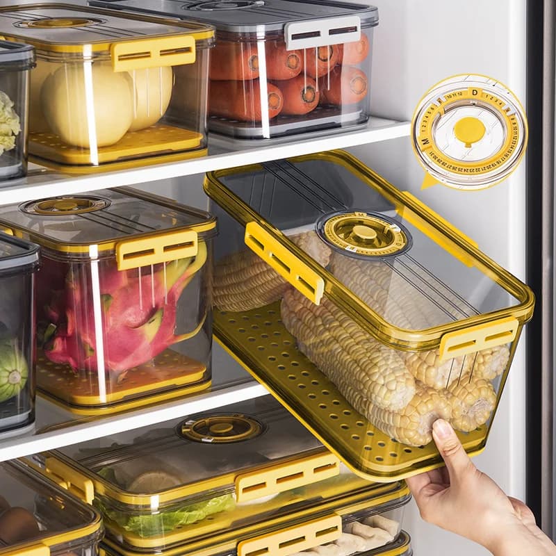 Food Grade Refrigerator Storage Box Vegetable Preservation Container Kitchen Utensil Fruit Draining Freezing Vegetable Coolin...