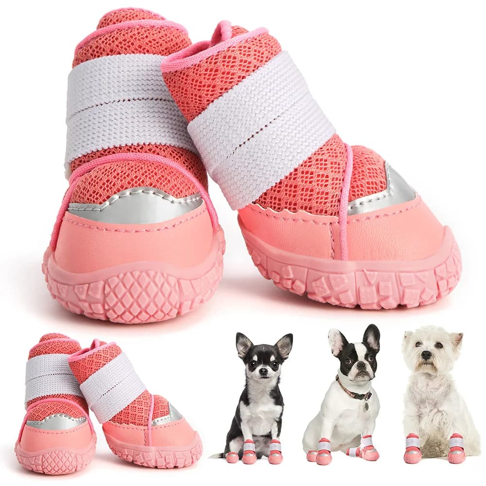 4 pezzi/set scarpe per cani traspiranti stivali per cani impermeabili professionali per esterni antiscivolo durevoli per cuccioli escursionismo suola in gomma stivali per animali domestici