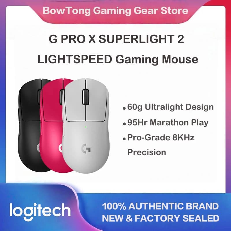 Mouse da Gaming Wireless LogitechG PRO X SUPERLIGHT 2, 8000Hz 32000DPI, Ultraleggero 60g per FPS MOBA eSports