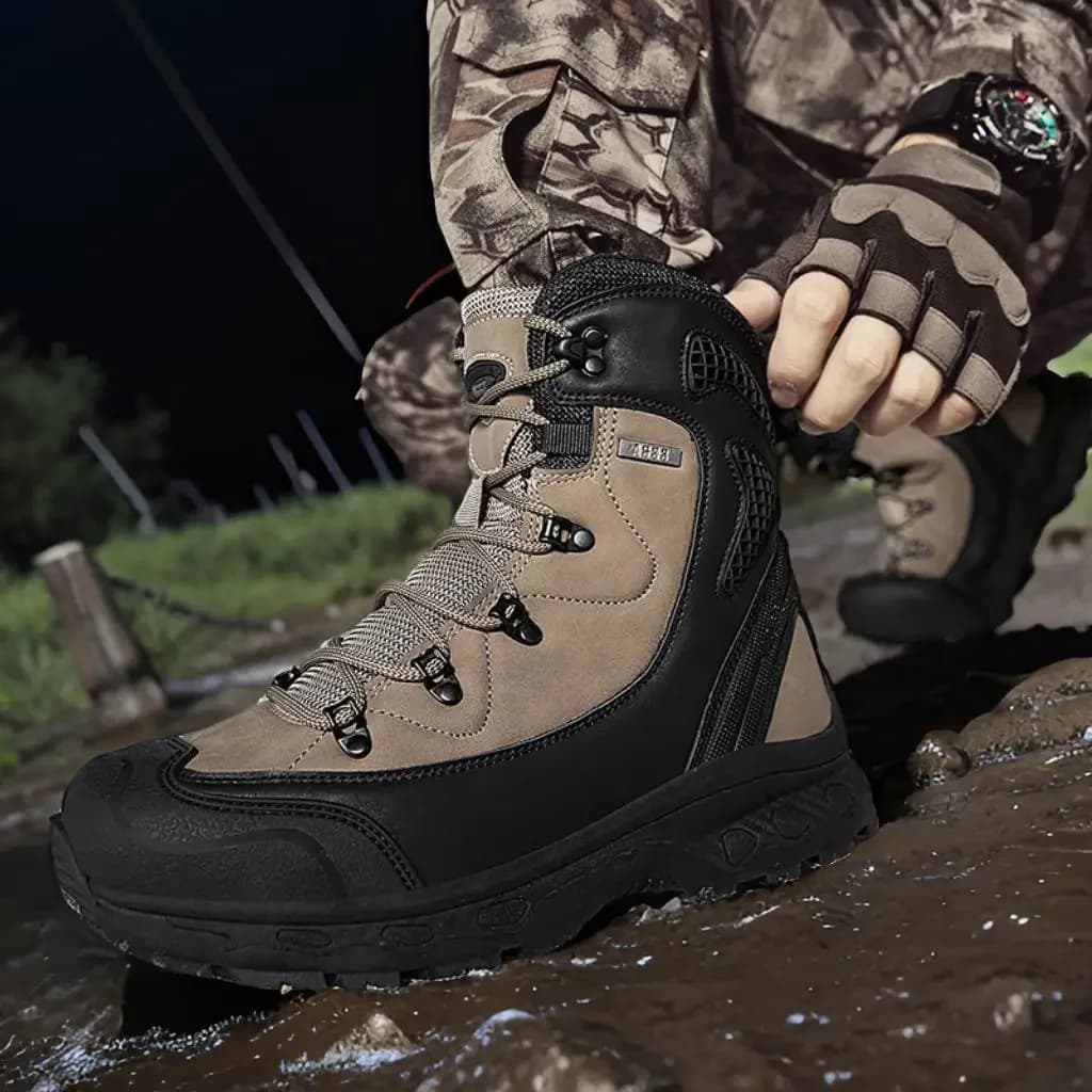 Stivali da deserto in pelle impermeabili da uomo Scarpe da lavoro leggere antiscivolo Scarpe da lavoro da escursionismo da caccia antiscivolo traspiranti da uomo
