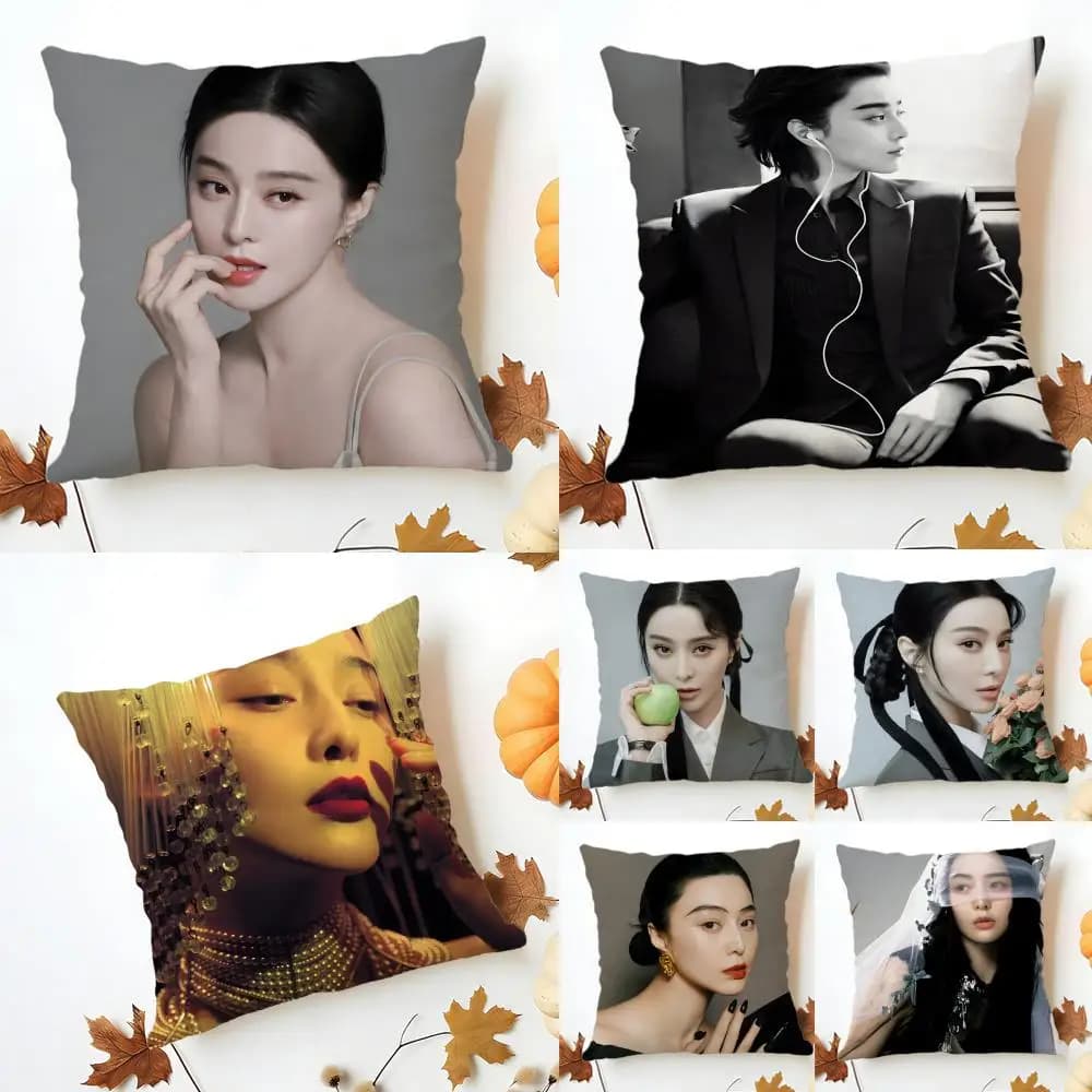 Chinese actress Fan Bingbing Cushion Cover Washable Linen comfort Soft for Sofa Bed Cozy Home Room Decor