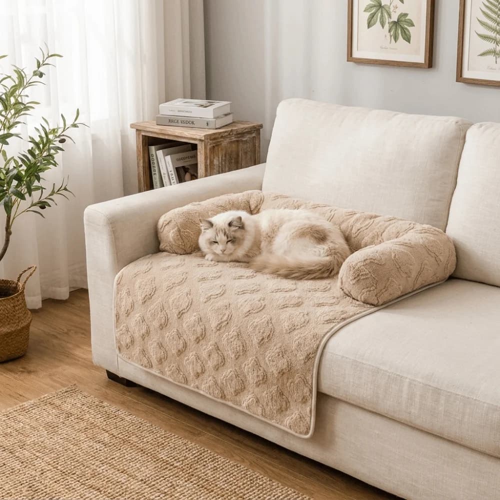 Comfortable Thickened Pet Sofa Bed Super Soft Plush Pet Plush Blanket Non-Slip Self-heating Cat Bed Mat Car