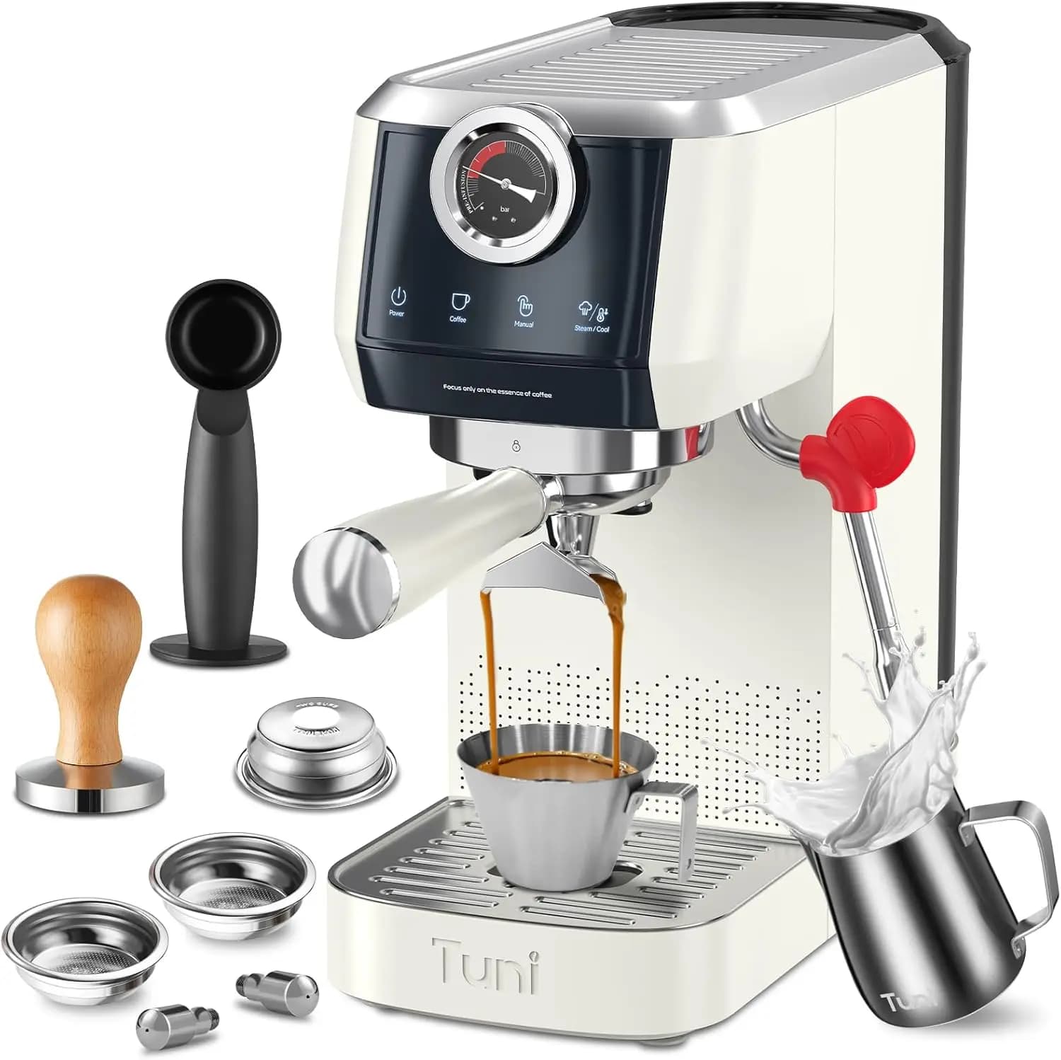 Macchina per Espresso a Doppia Caldaia da 58mm con Controllo Temperatura PID, Pompa da 20 Bar, Macchina da Caffè Semi-Automatica in Acciaio Inox per Uso Domestico