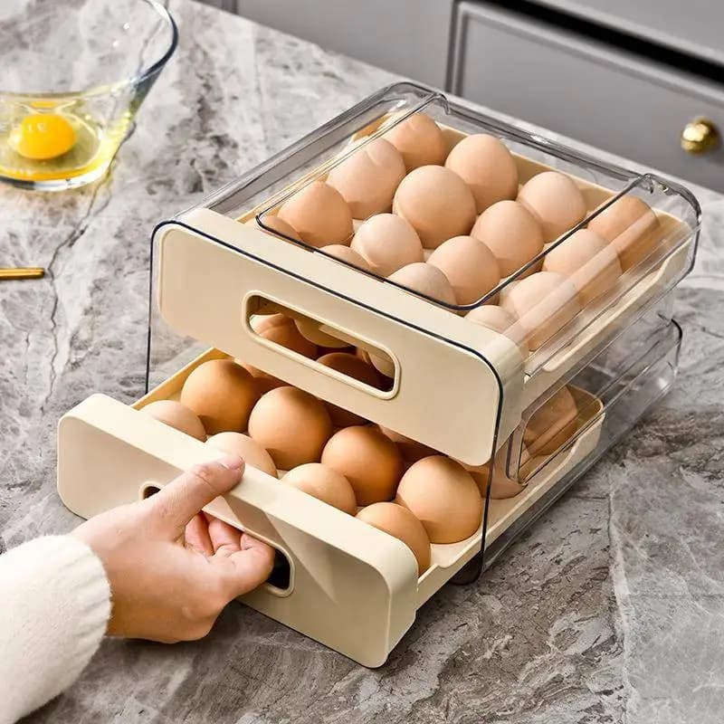 Large Capacity Drawer Style Egg Box Fridge Organizer Food Grade Freshness Preserving Storage Container Household Arrangement