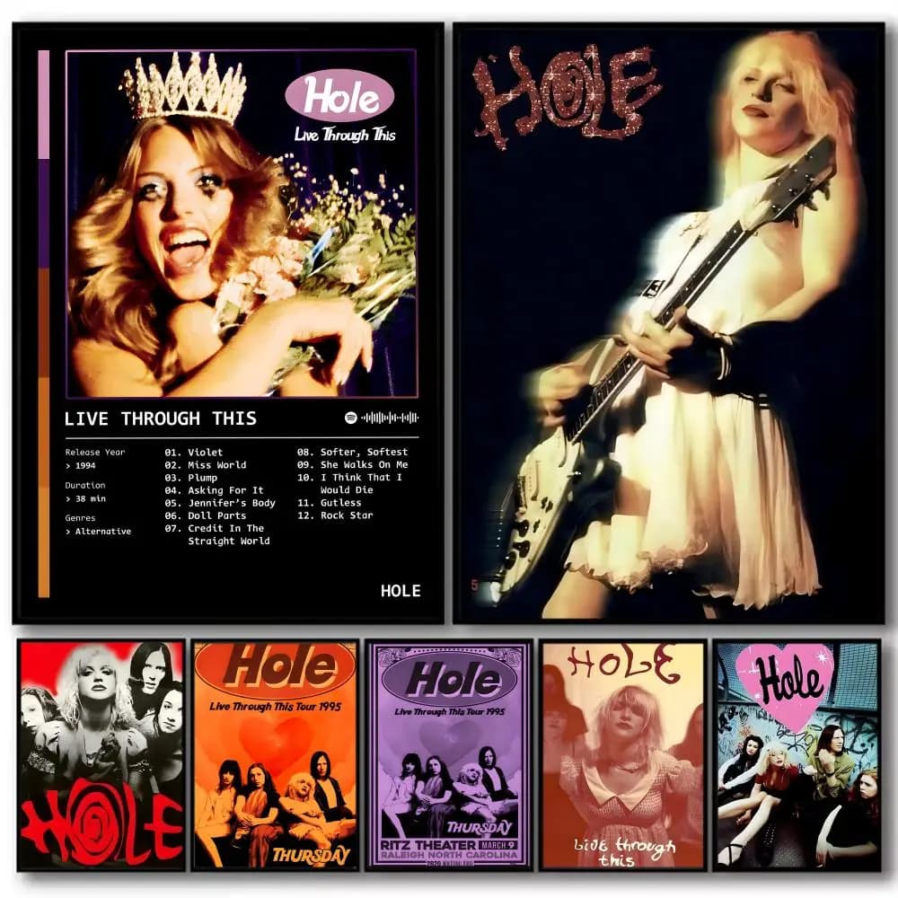 Classico pop rock band H_Hole album HD tela di lino poster stampe d'arte da parete per soggiorno camera da letto ufficio decorazione della casa regalo