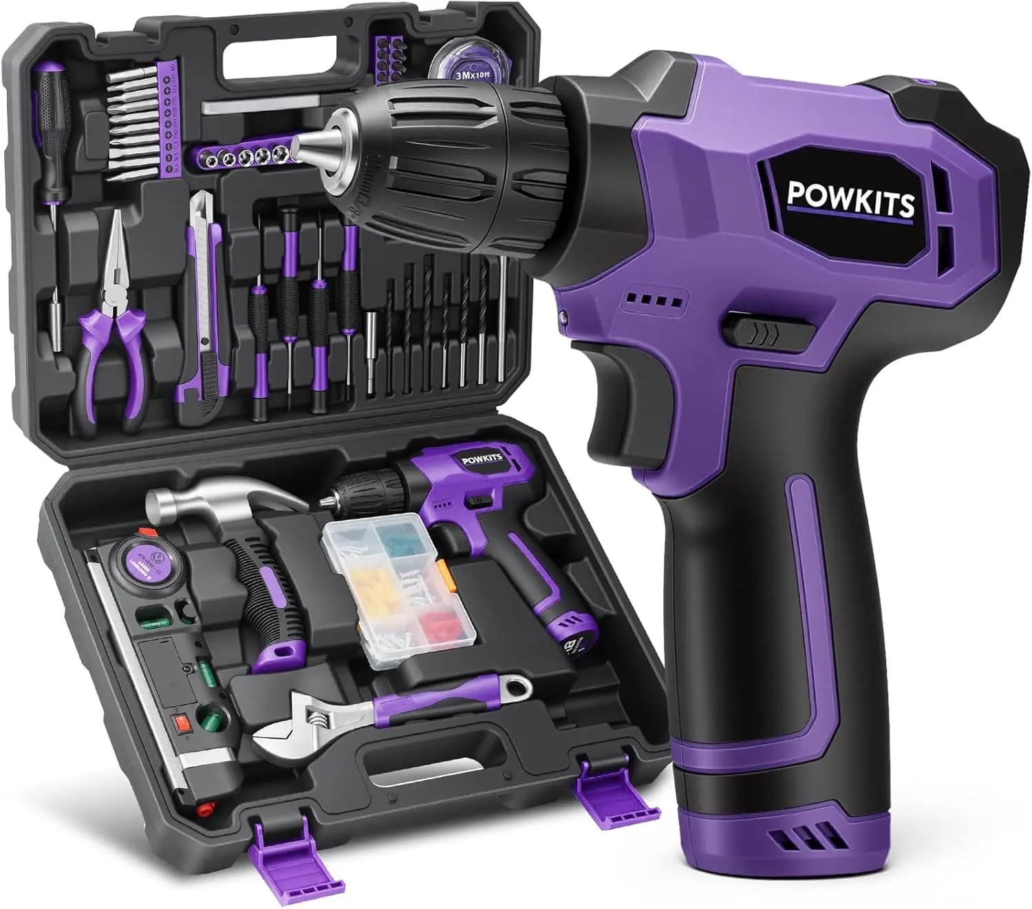 Set Trapano Cordless 8V, Kit Utensili 139 Pezzi con Luce LED, Trapano Ricaricabile per Riparazioni Domestiche e Fai-da-Te