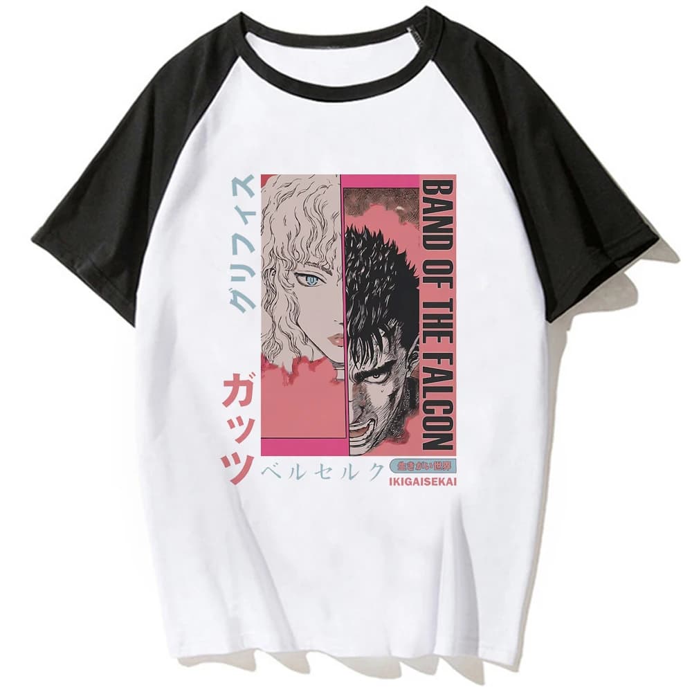 Maglietta Berserk teenager Grunge Digital University anime grafica Y2k t-shirt hip hop Cultura pop Abiti coreani pastello