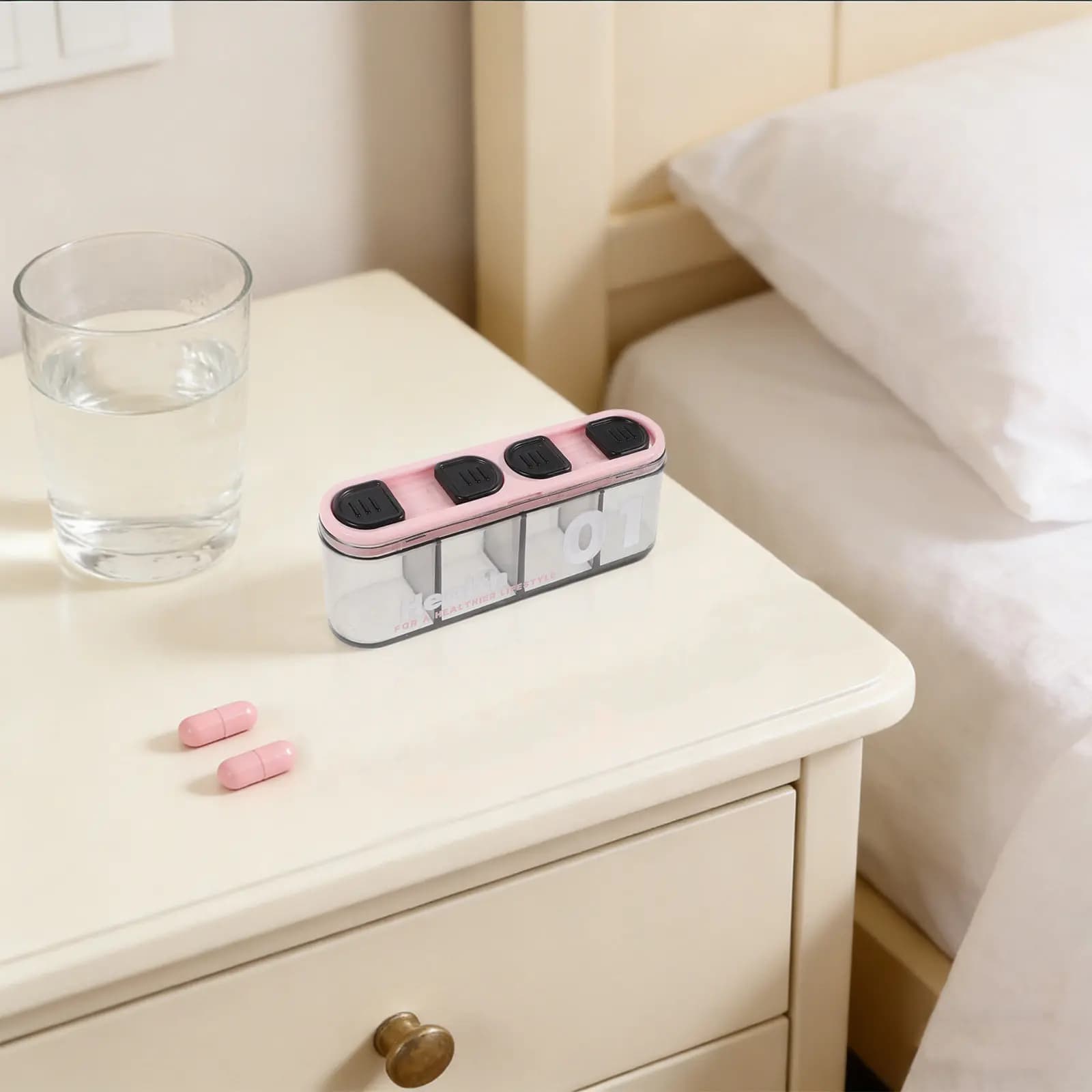 Portable 4 Compartment Pill Organizer Pack Transparent Moistureproof Daily Medicine Storage Box Pocket Travel Vitamin Supplement