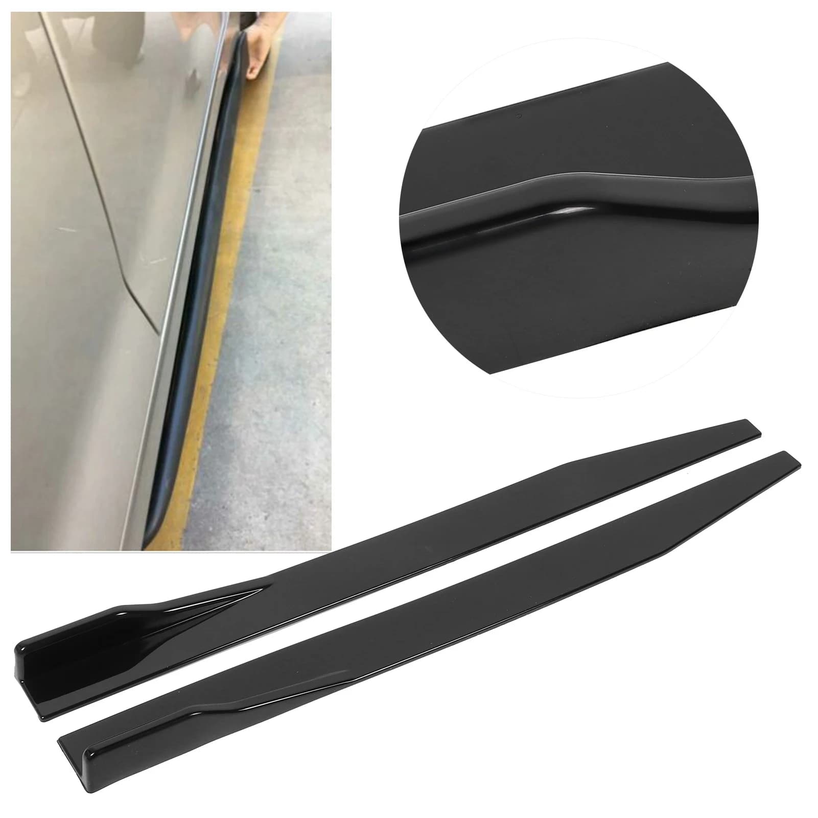 2pcs Car Side Skirt Splitter Lip Winglet Diffuser Universal 120cm/47.2in Glossy Black For Universal Car