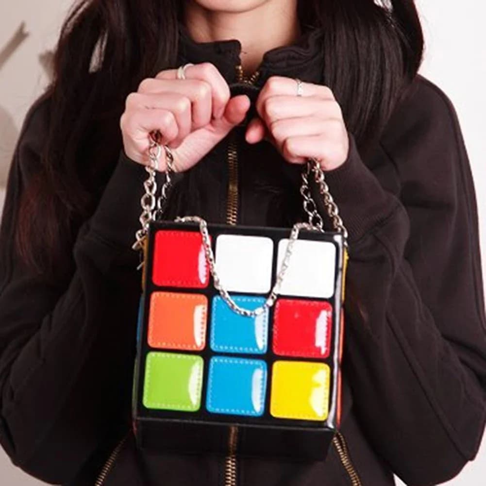 Borsa a mano con design di nicchia Nuovo cubo di Rubik creativo Borsa quadrata tridimensionale piccola Borse da donna personalizzate e alla moda