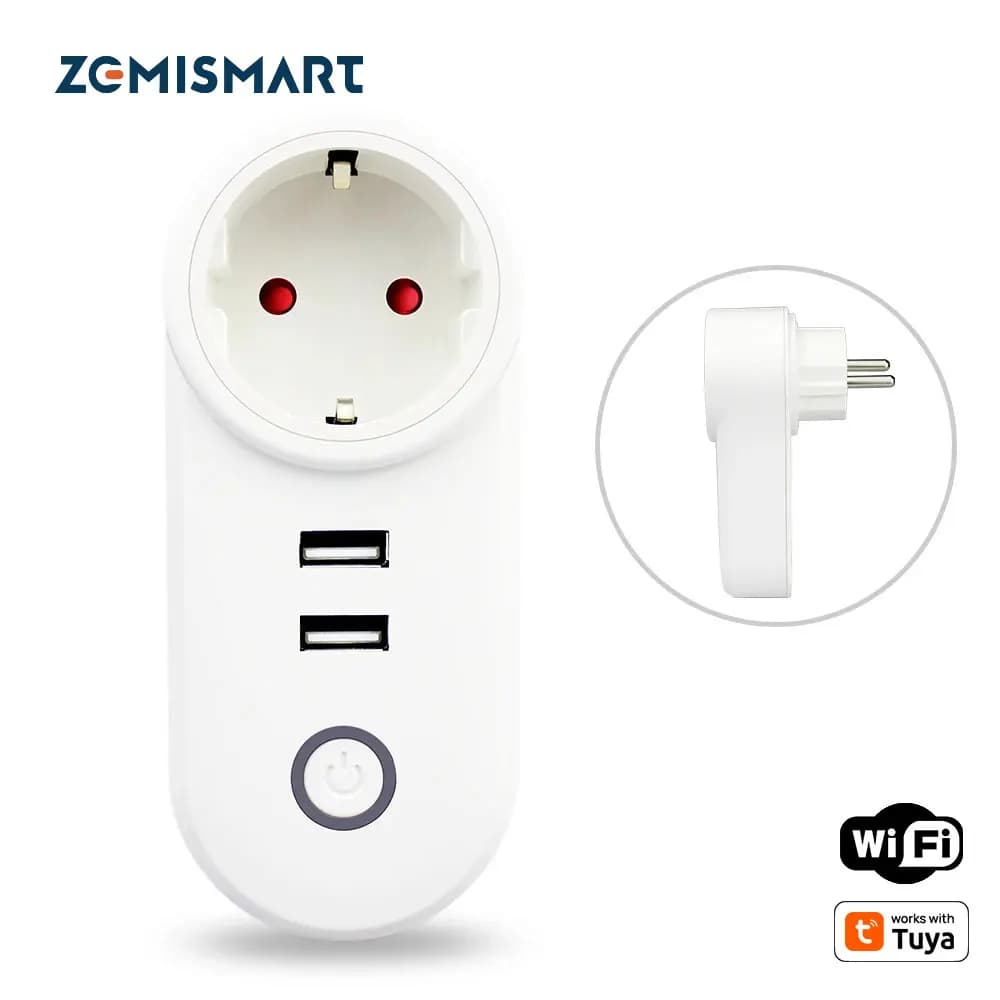EU Smart WiFi Power current with USB app control timer function Works with Tuya Alexa Google Home