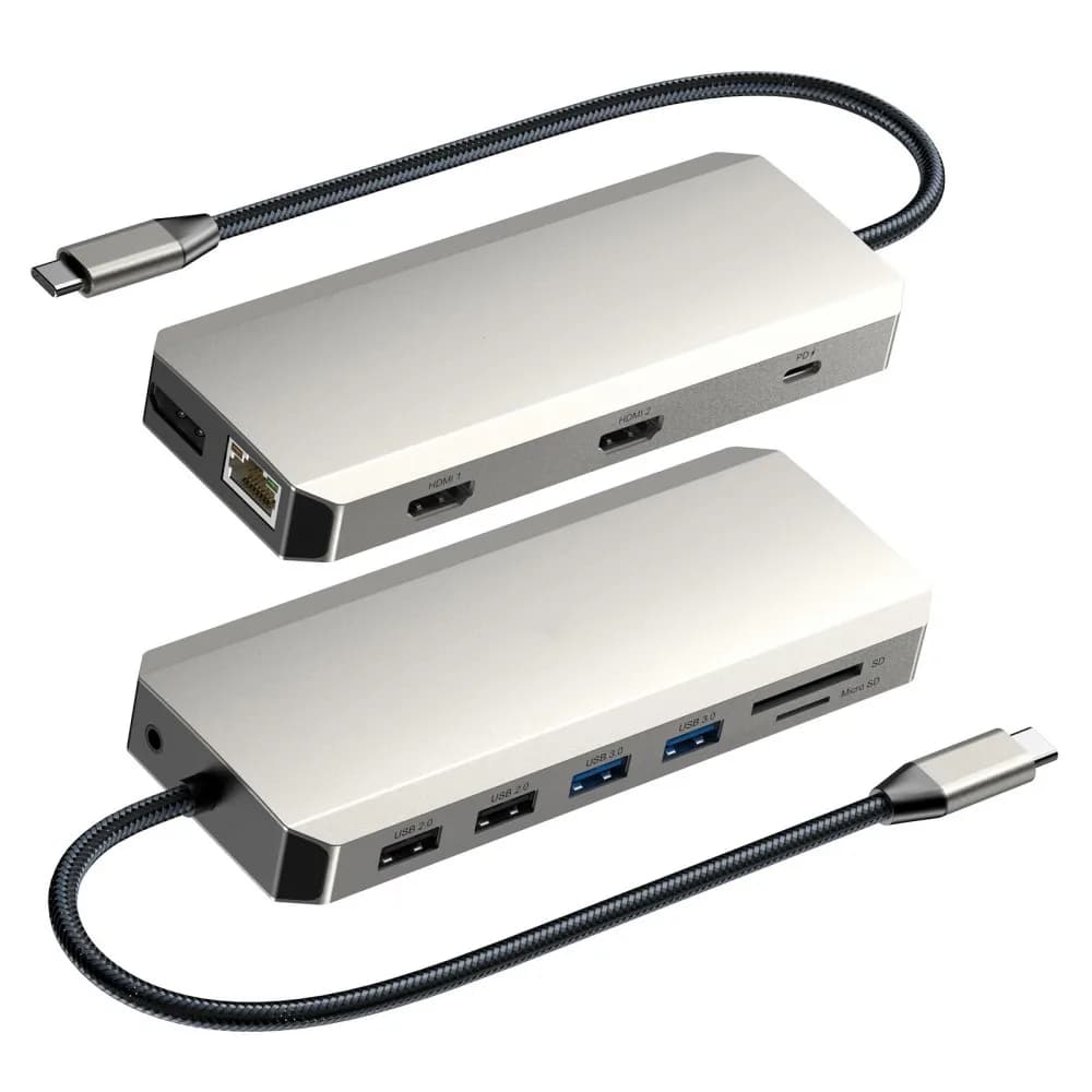 Docking station hub USB C Adattatore hub USB 3.1 da 10 Gbps Display triplo HDMI/VGA/DP PD3.0 100 W per MacBook Pro Air PC