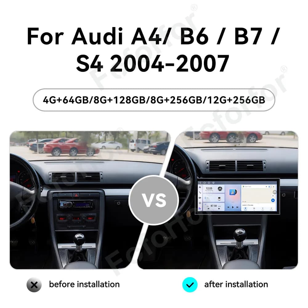 Autoradio Android 15 da 15,8 Pollici con Schermo Touch HD, Navigatore GPS, Bluetooth e FM per Audi A4 / B6 / B7 / S4 2004-2007