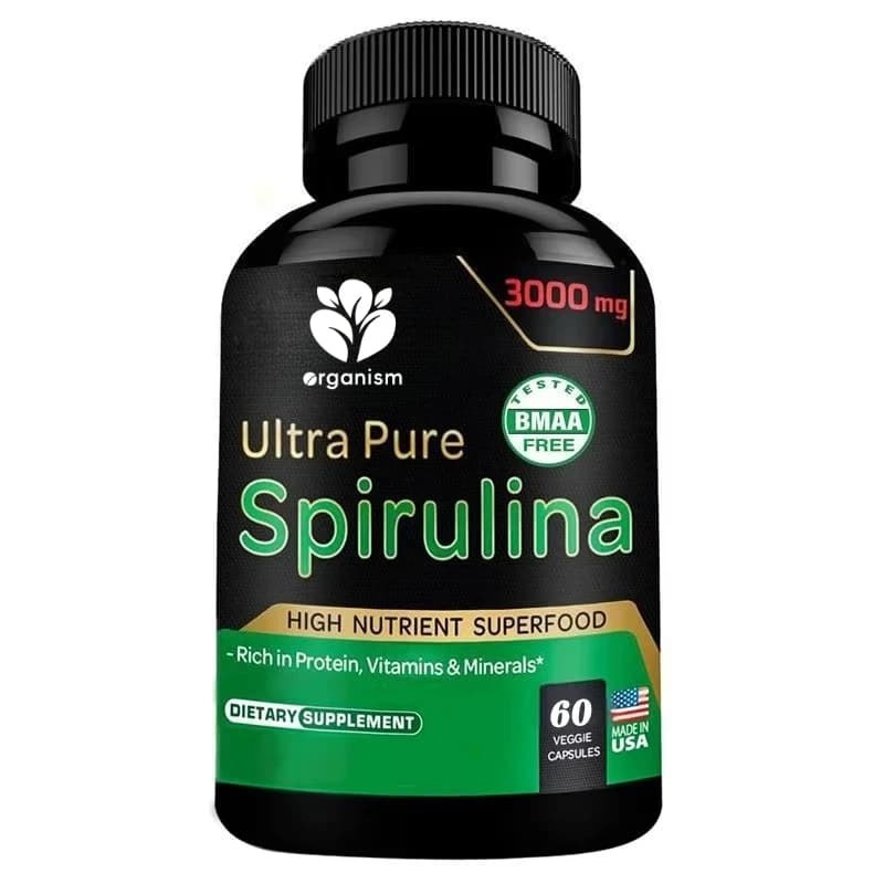 Spirulina in polvere biologica 60 capsule 300MG Migliore proteina vegetariana originale - Superfood verde - Multivitaminico naturale