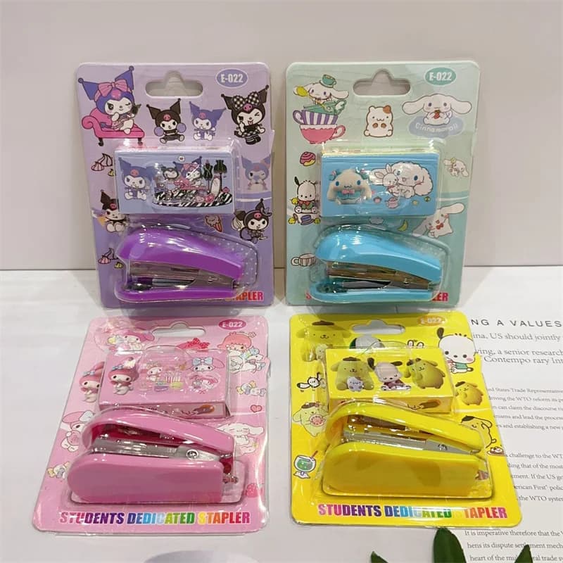 12 pc /LOT SANRIO MELODY KUROMI CINNAMOROLL STAPLING SET STAPLING MACHINE WITH NO.10 STAPLES OFFICE SCHOOL BINDING SUPPLIES