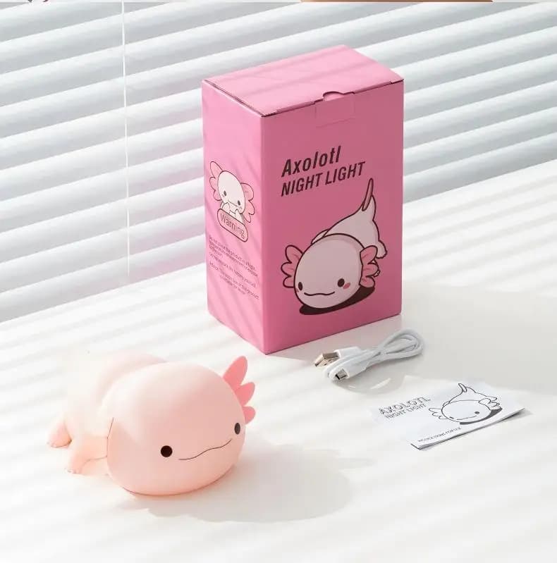 Lampada Notturna Yudodo a Forma di Axolotl Rosa, Lampada Touch in Silicone Kawaii, Dimmerabile e Ricaricabile per Bambini e Ragazze