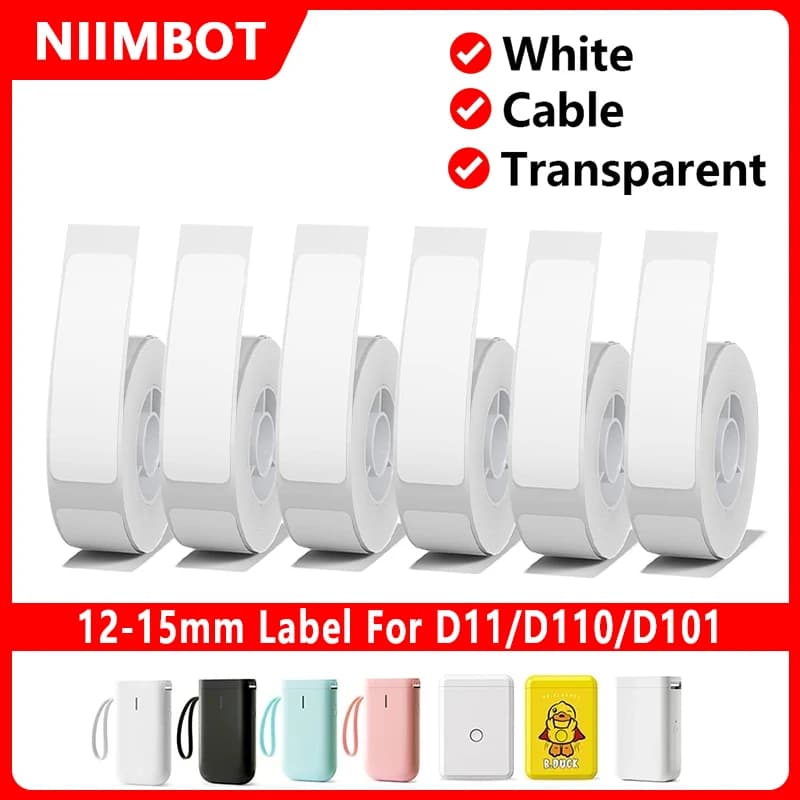 Niimbot Bianco/Cavo/Rotondo/Trasparente Etichetta Termica Adesiva Adesivo Carta UV Impermeabile Per D11 D110 Mini Stampante Etichettatrice