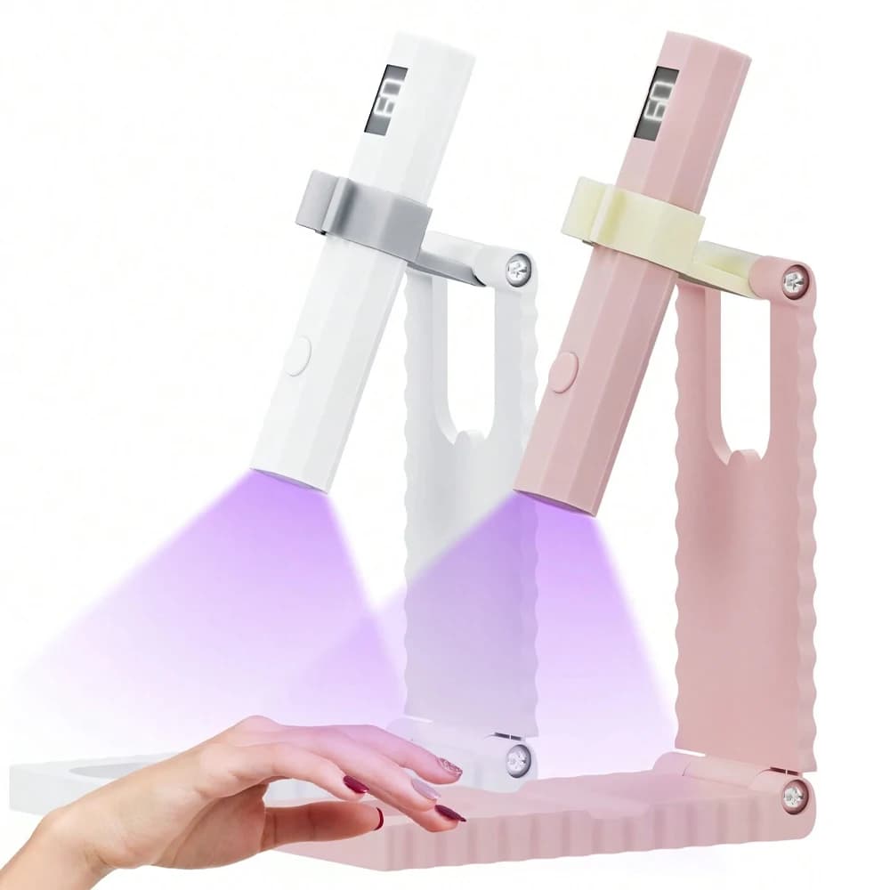 Lampada UV LED Ricaricabile Portatile per Unghie, Luce UV Manuale per Unghie in Gel con Supporto da Tavolo