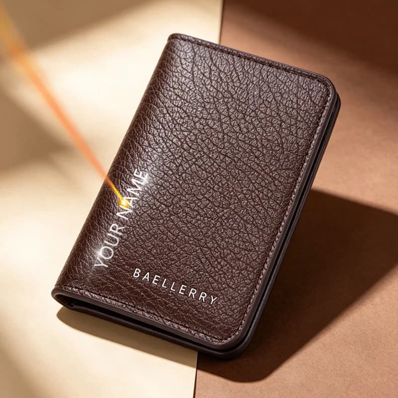 New Mini Short Men Wallets Name Engraving Card Holder High Quality Male Purse Card Clips Simple Desigh For Man