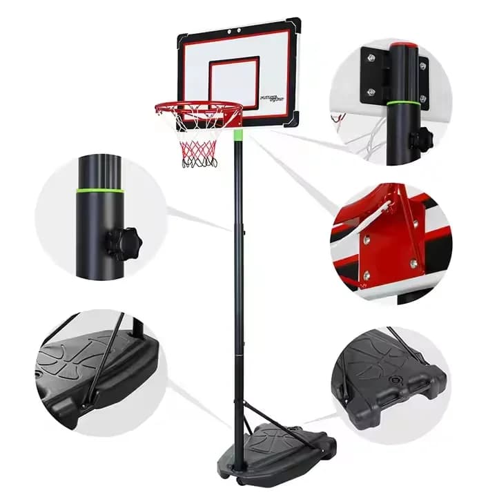 Canestro da Basket Regolabile in Altezza per Interni ed Esterni, Set con Supporto Mobile, Tabellone e Attrezzatura per Bambini e Adolescenti