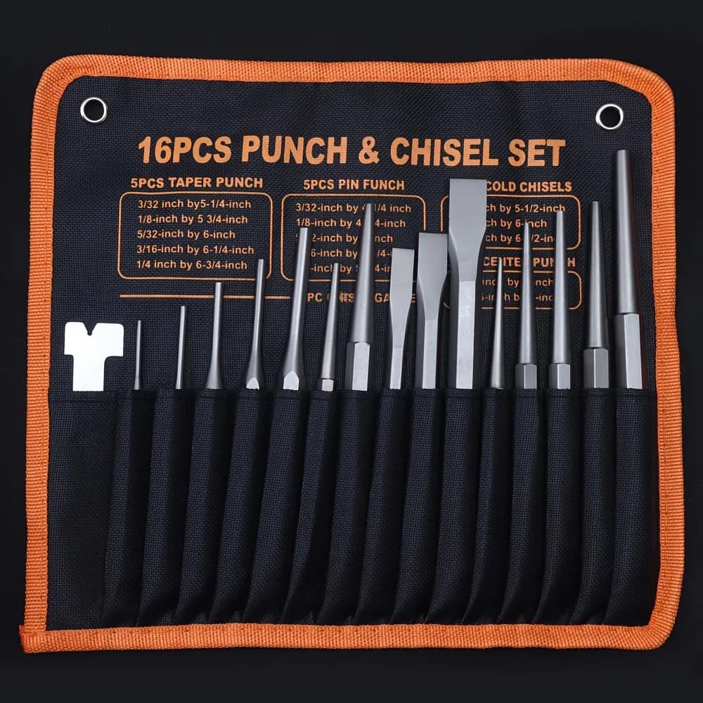 16 piece set of hexagonal column punch chisel tool set, gun mold, punch needle, fitter, positioning punch, maintenance tool