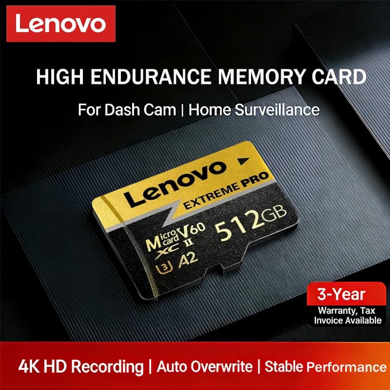 Lenovo High Speed Micro SD Card 512GB 256GB Real Capacity SD Memory Card A2 U3 V60 TF Flash Cards For Insta360 DJI Drone Camera