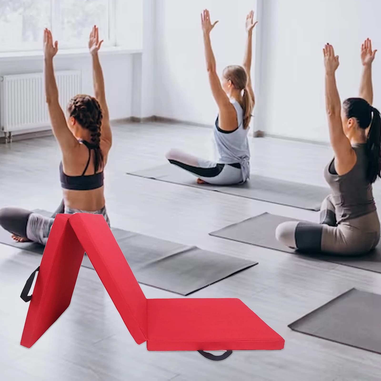 Tappetino per esercizi pieghevole a tre pieghe pavimentazione protettiva Home Gym adulto con maniglia per il trasporto per lo Yoga Indoor Tumbling all'aperto