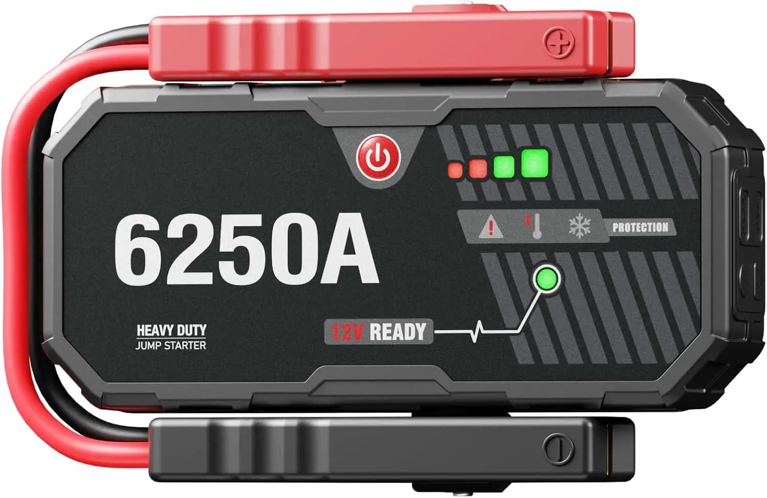 Avviatore di emergenza per batteria per auto 6250A, 960CCA, 12V con display intelligente per motori a gas da 12 litri/10 litri, 48 m in standby