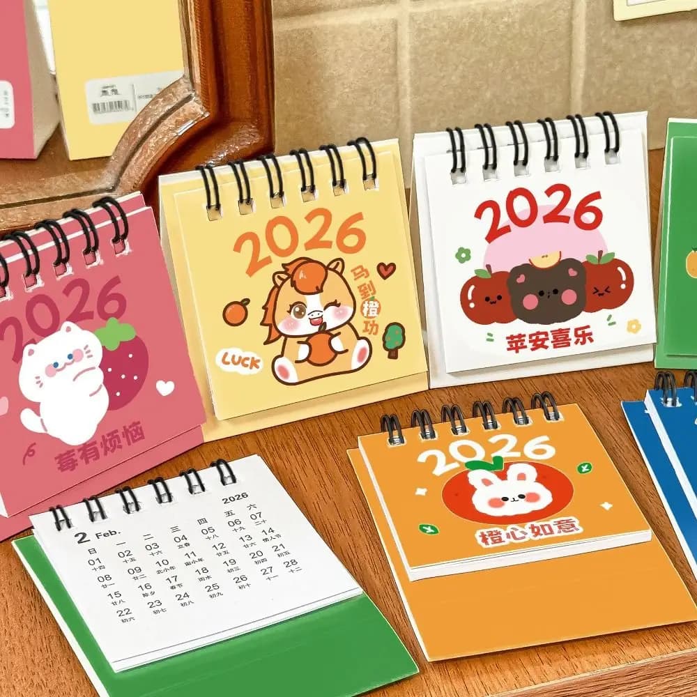Calendario da Tavolo Mini 2026 di Alta Qualità, Agenda Multifunzione in Stile Cinese, Pianificatore Annuale, Organizer