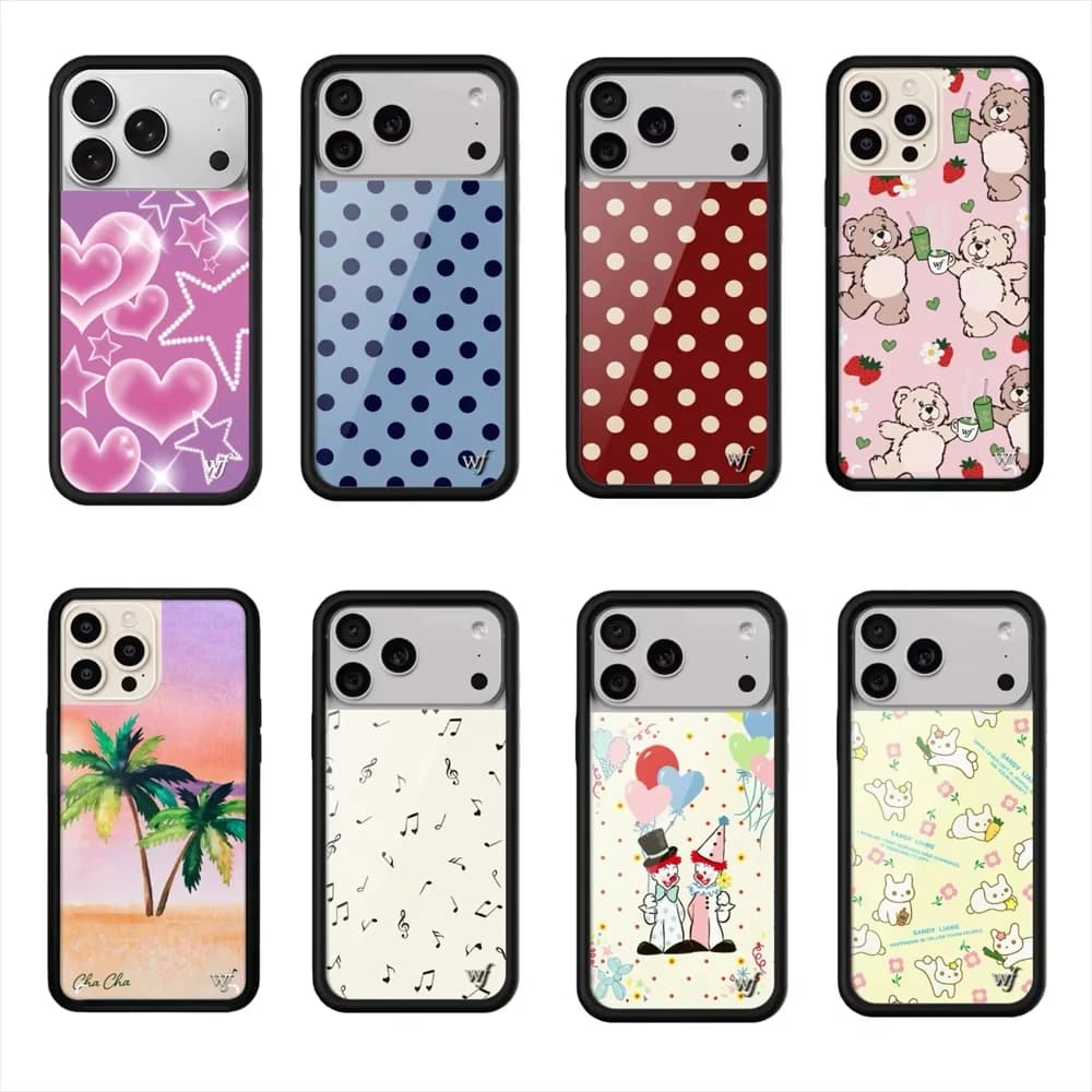 Wildflower Ins Polka dots Phone Case for iPhone 17 15 14 11 12 13 16 Pro Max Plus wf Cute Bear clown 3D rabbit Cover