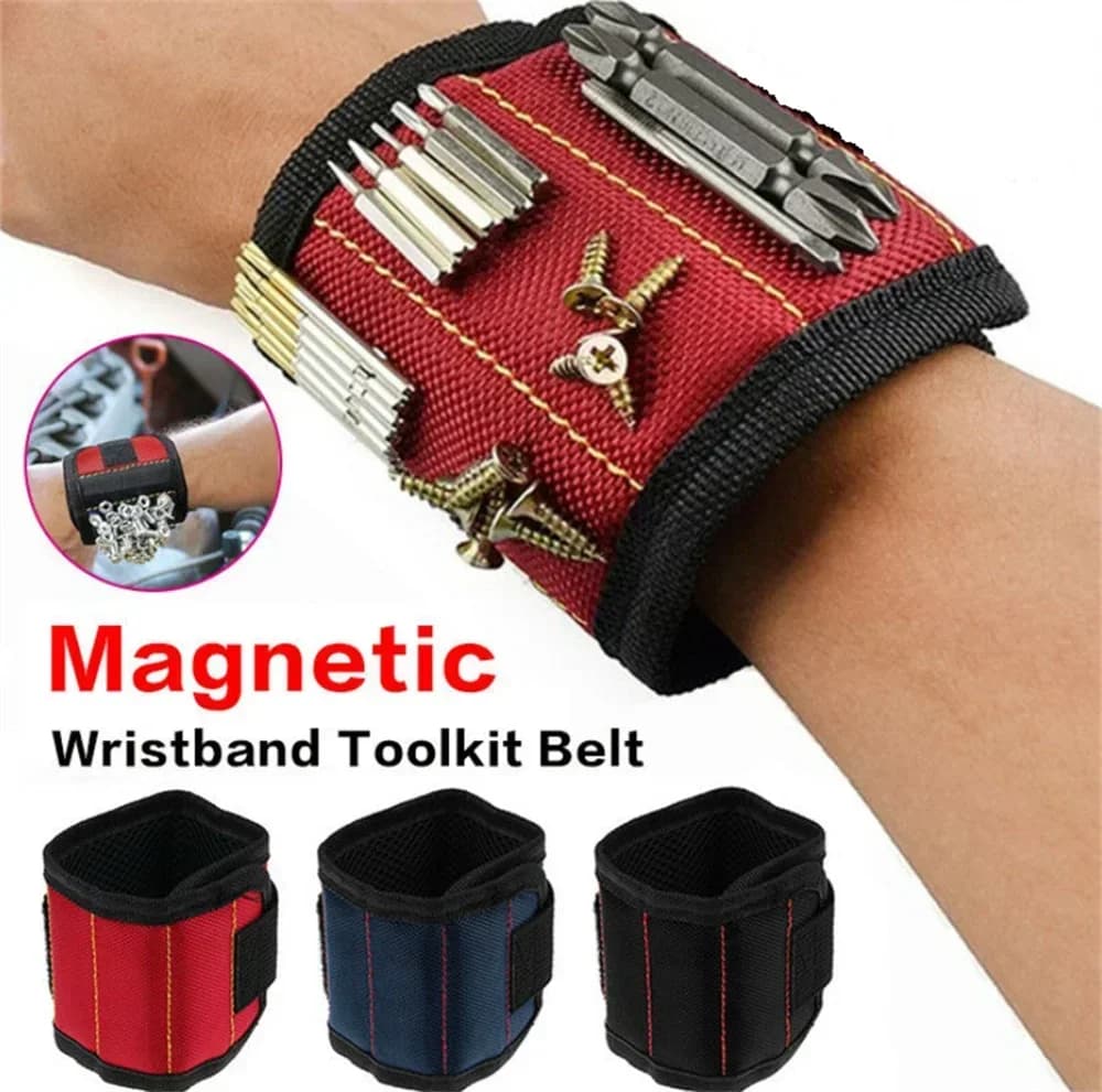 Cinturino da polso magnetico con supporto adesivo, velcro, strumenti hardware, cacciaviti, viti, assorbimento magnetico, cinturino da polso