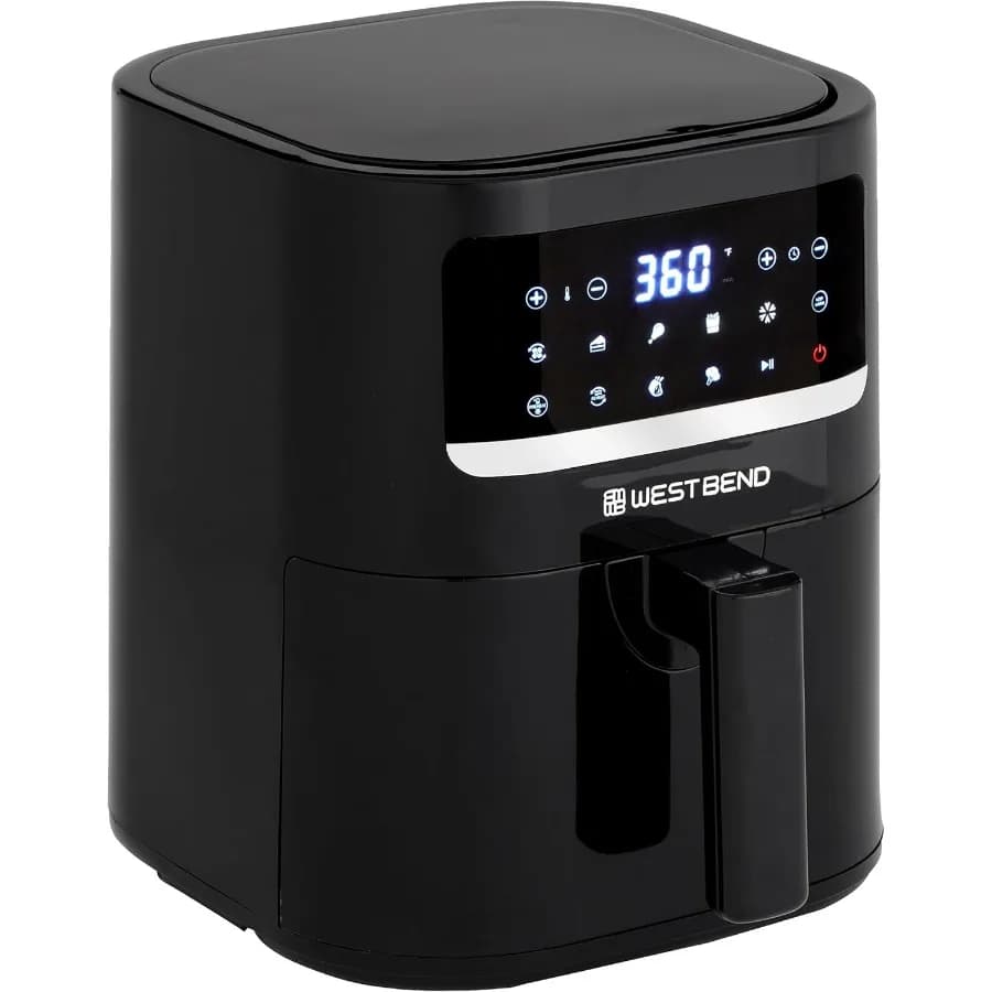 Friggitrice ad aria compatta da 5 litri con display LCD a controllo digitale e 10 preimpostazioni di cottura con promemoria per scuote, fritura antiaderente