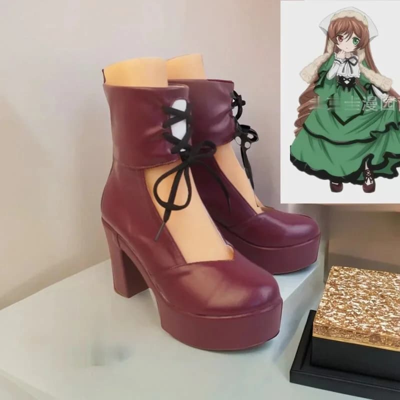 A;3\v,7'd/Anime Rozen Maiden Suiseiseki Reiner Rubin Kirakishou Souseiseki Shoes Boots Halloween Cosplay Costume;4'v,6\h/