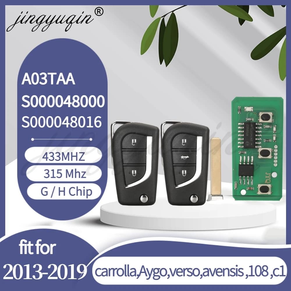 Jingyuqin VA2 Flip Chiave A Distanza Dell'automobile Fob 433MHz H-8A/G per Toyota Aygo Corolla Auris Verso Avensis Peugeot 108 Citroen C1 A03TAA